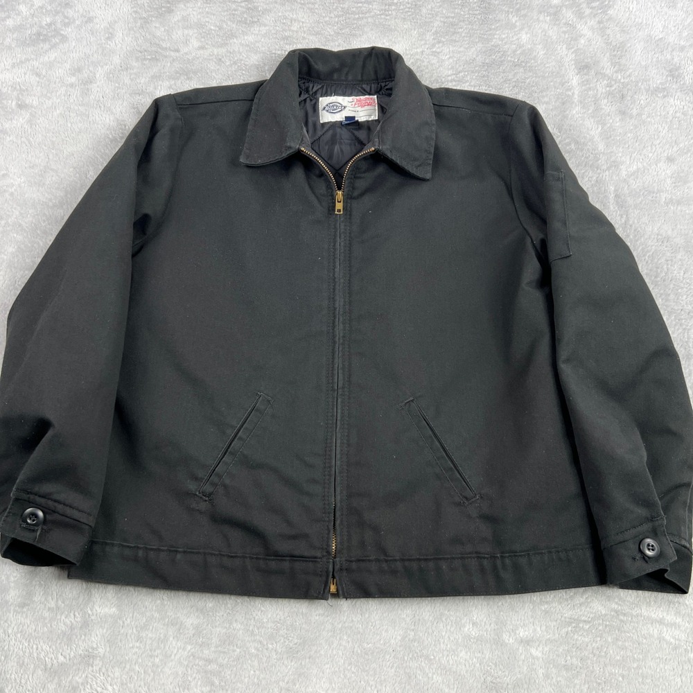 Dickies Vintage Quilted Lined Eisenhower Jacket L Black Women Y2K Workwear Coat
